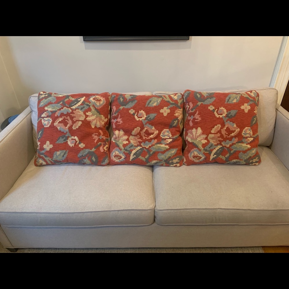 Three custom pillows with Ralph Lauren fabric